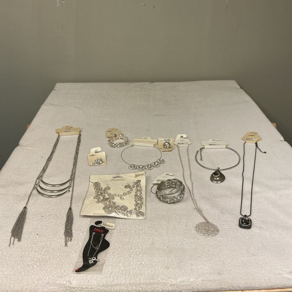 Cato Jewelry Mixed Lot Silver Color And Clear Stones Including-anklet,3505